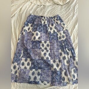 J.Crew Blue and White Patchwork Skirt